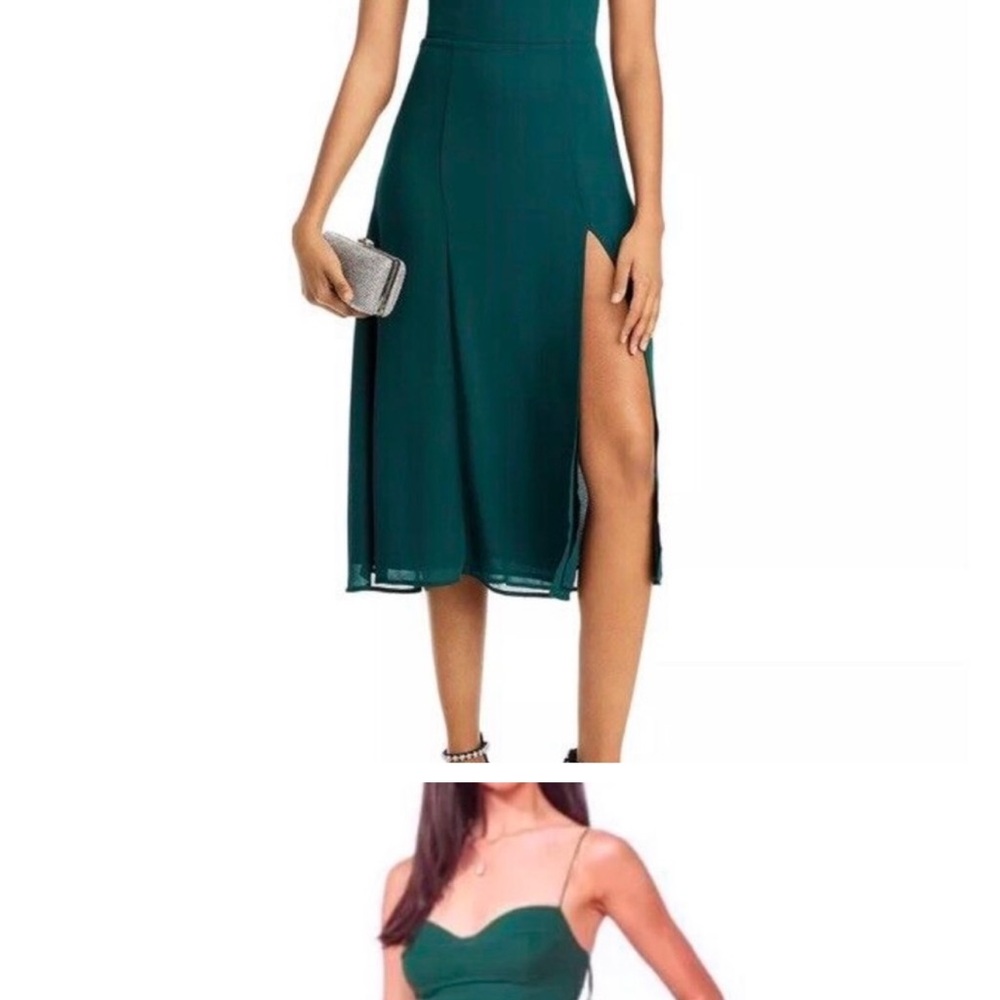 Aqua Teal Midi Dress with Side Slit